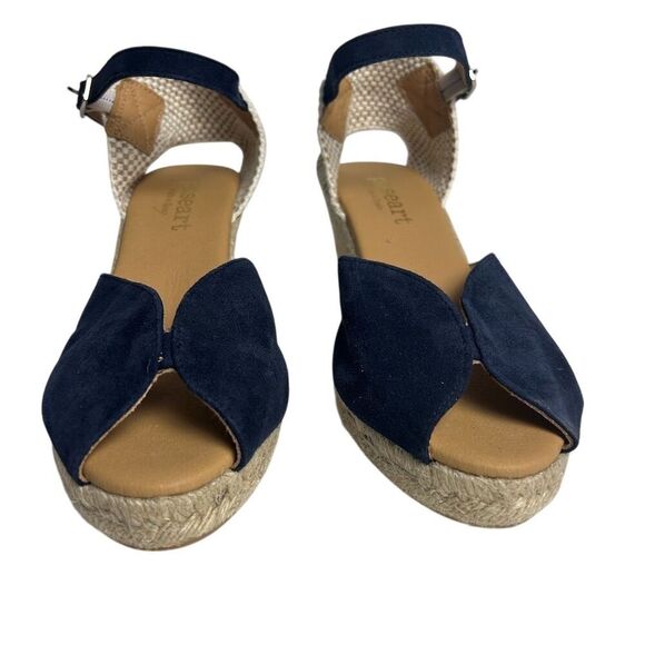 Paseart Women's Espadrille Wedge Sandals Blue Suede Size 38 Summer Casual - Picture 3 of 13